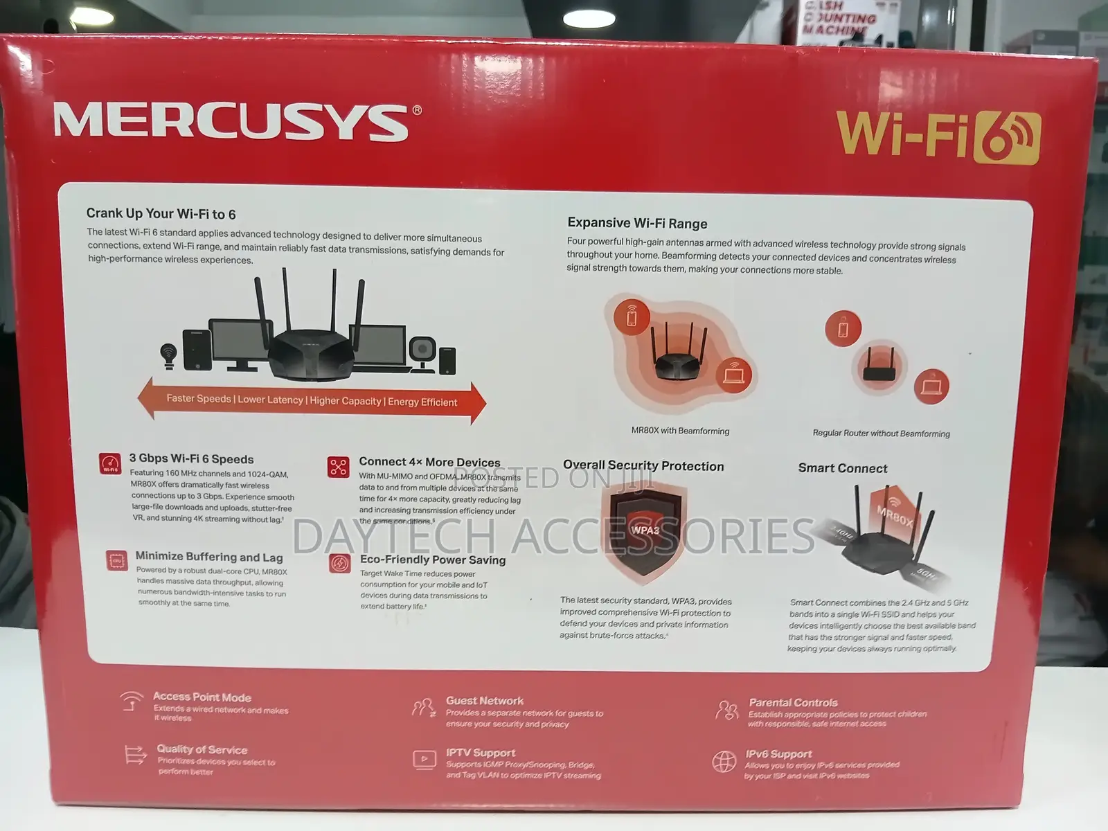 Mercusys Mr80x Ax3000 Dual-Band Wi-Fi 6 Router With Four Antennas.