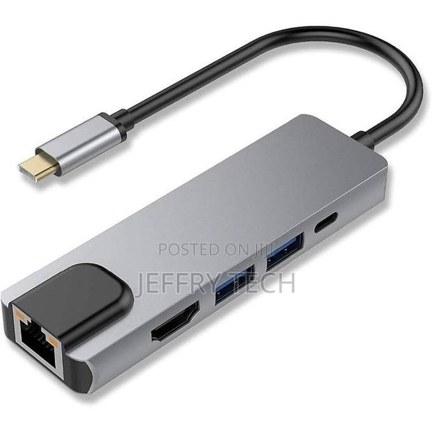 5-in-1 Usb-C to HDTV ( Hdmi) + Lan + Pd Multiport Adapter Hub