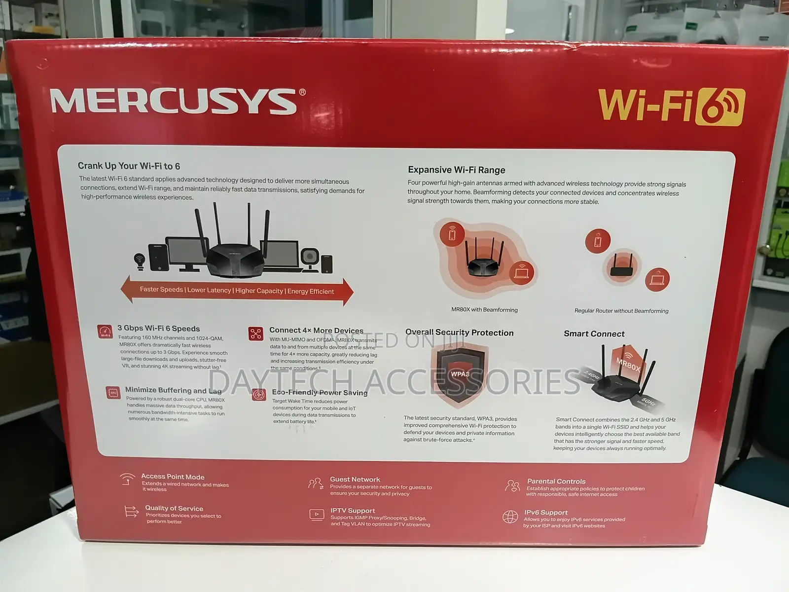 Mercusys Ax3000 Wireless Dual-Band Wi-Fi 6 Router (Tl-Mr80x) - Blackl