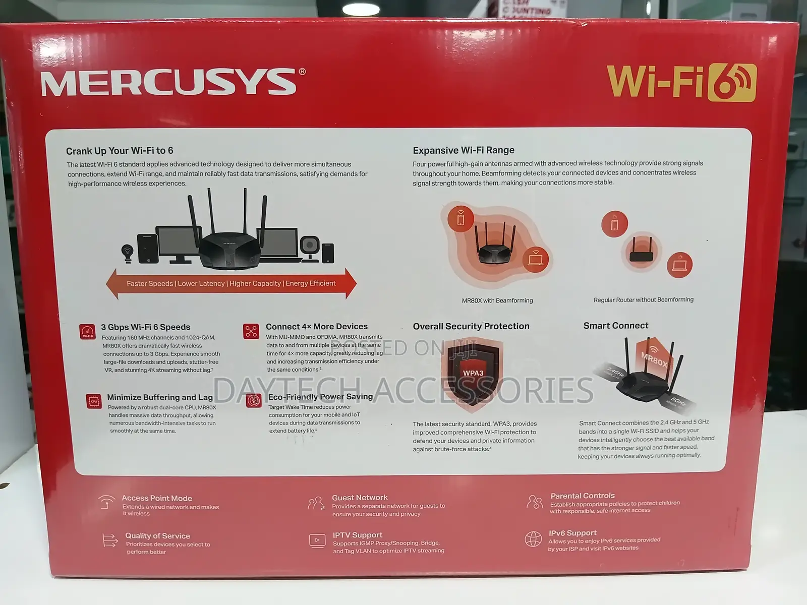 Mercusys Ax3000 Wireless Dual-Band Wi-Fi 6 Router (Tl-Mr80x) - Blackl