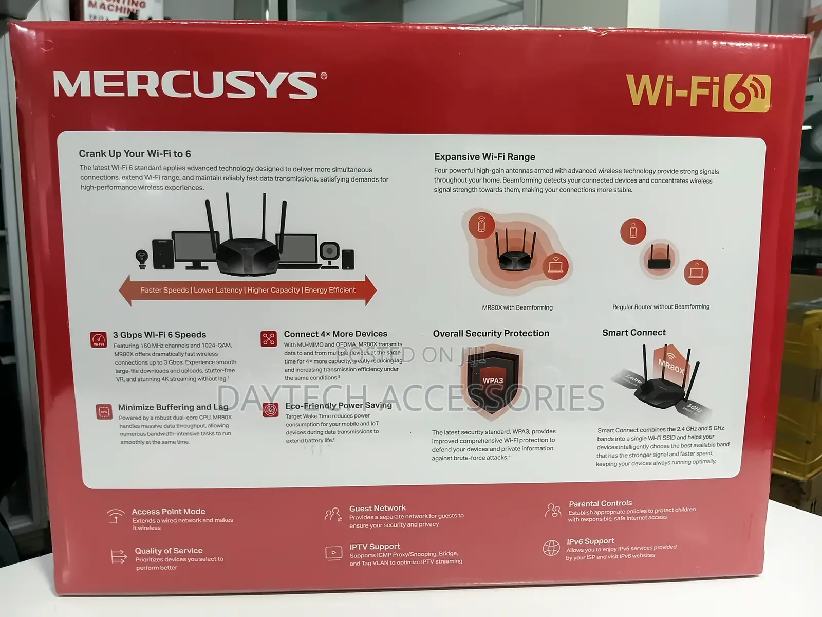 Mercusys Ax3000 Wireless Dual-Band Wi-Fi 6 Router (Tl-Mr80x) - Blackl