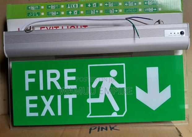 Illuminated Led Fire Exit Sign With A Brushed Housing Acrylic Panel. - thumbnail 4