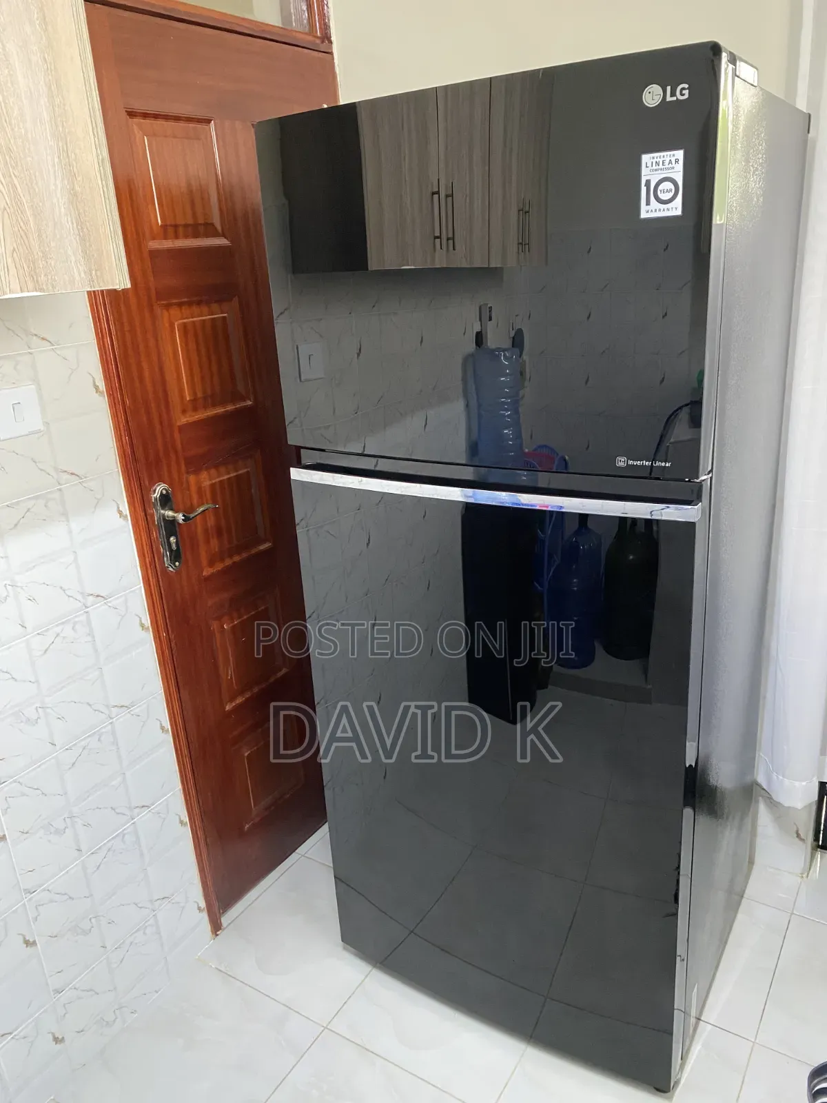 Lg 506l Top Freezer Fridge, Double Door Black Glass