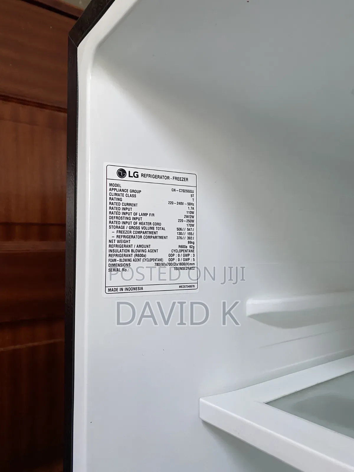 Lg 506l Top Freezer Fridge, Double Door Black Glass