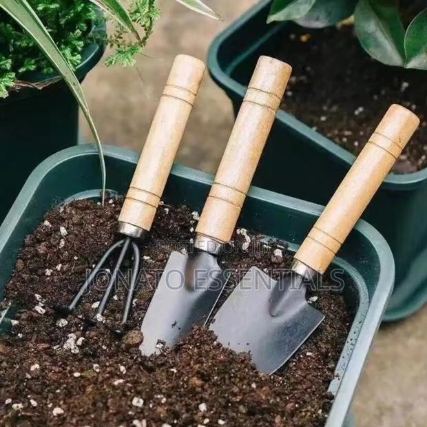3-piece Mini Gardening Tool Set - Durable Wood Handle