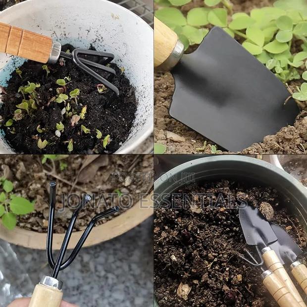 3-piece Mini Gardening Tool Set - Durable Wood Handle - thumbnail 3