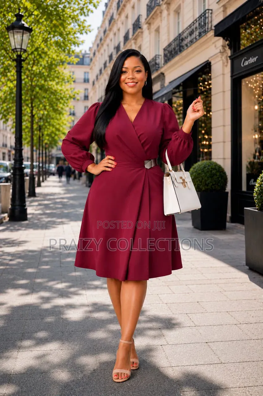 Classic Elegance Belted Midi Dress