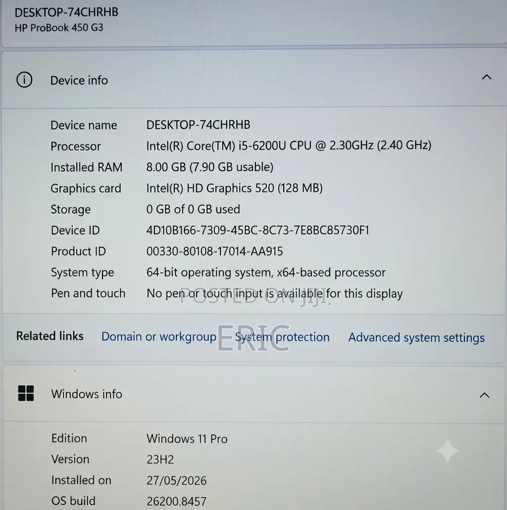 Laptop HP ProBook 450 G3 8GB Intel Core i5 HDD 750GB