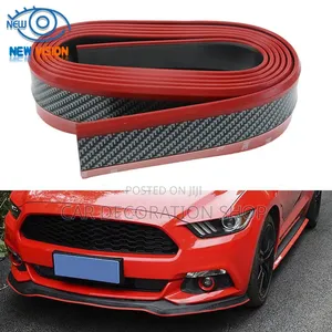 Sporty-Style Carbon Black With Red Line Rubber Lip