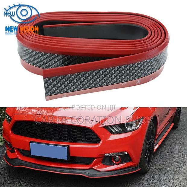Sporty-Style Carbon Black With Red Line Rubber Lip