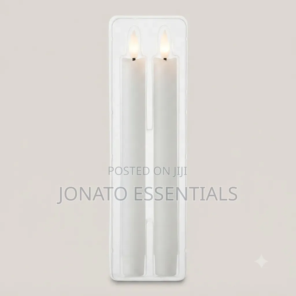 2 Piece Led Taper Candles Set - Realistic Flickering Flameless Lights