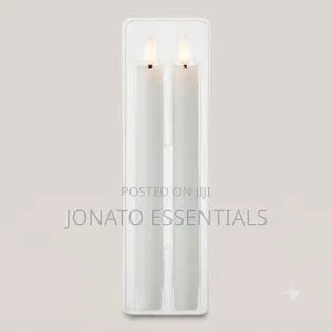 2 Piece Led Taper Candles Set - Realistic Flickering Flameless Lights