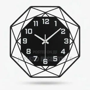 Modern Geometric Metal Wall Clock 35cm Black Minimalist Decor