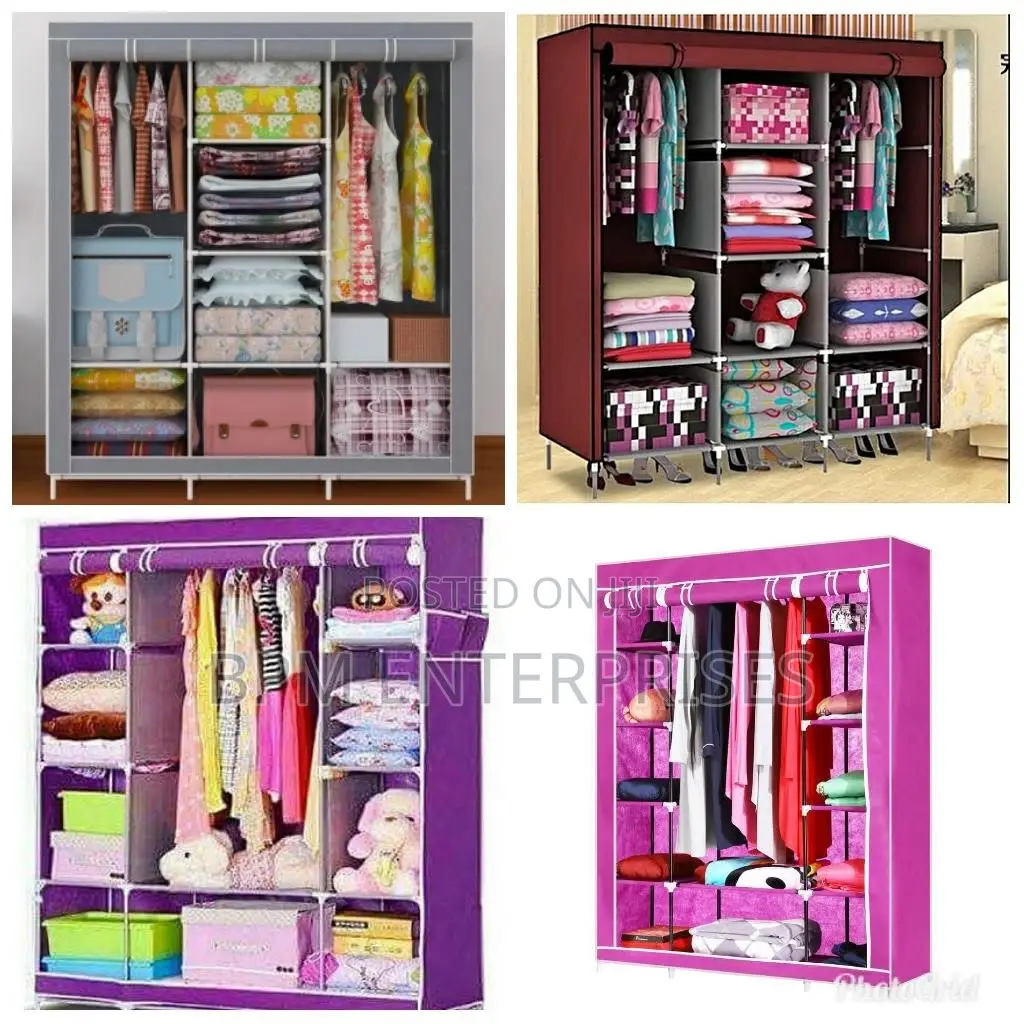 4-Column Portable Metallic Wardrobe