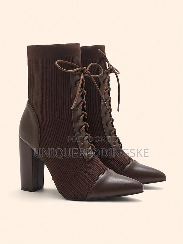 Cuccoo Basics Coffee Color Fashionable Mid Calf Boots
