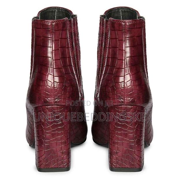 Saint Edwina Burgundy Croc Embossed Vegan Leather Ankle Boots
