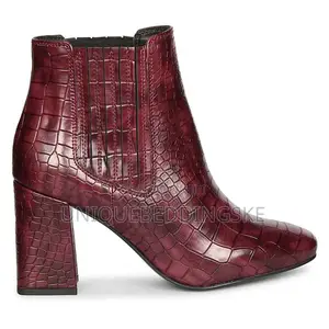 Saint Edwina Burgundy Croc Embossed Vegan Leather Ankle Boots
