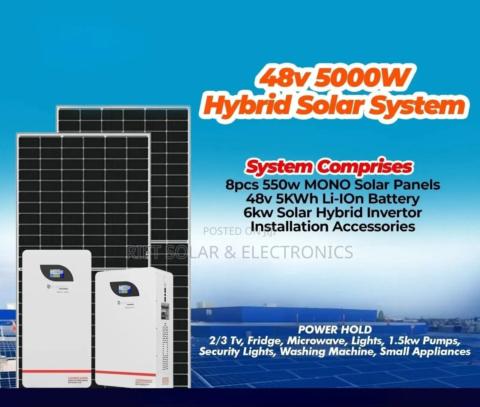6kw - 5kwh Offgrid System - (8)550w Solar Panels - Free Installation