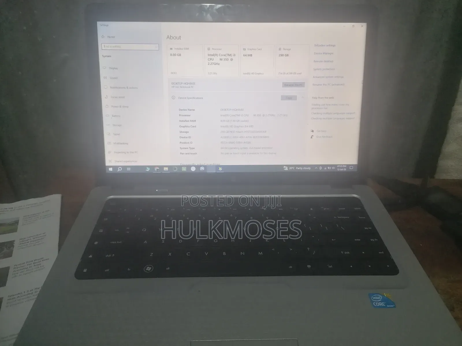 Laptop HP 250 G6 8GB Intel Core i3 HDD 250GB