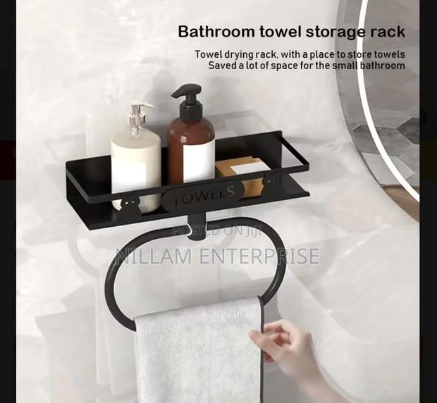 Bathroom Towel Rack With Storage Shelf