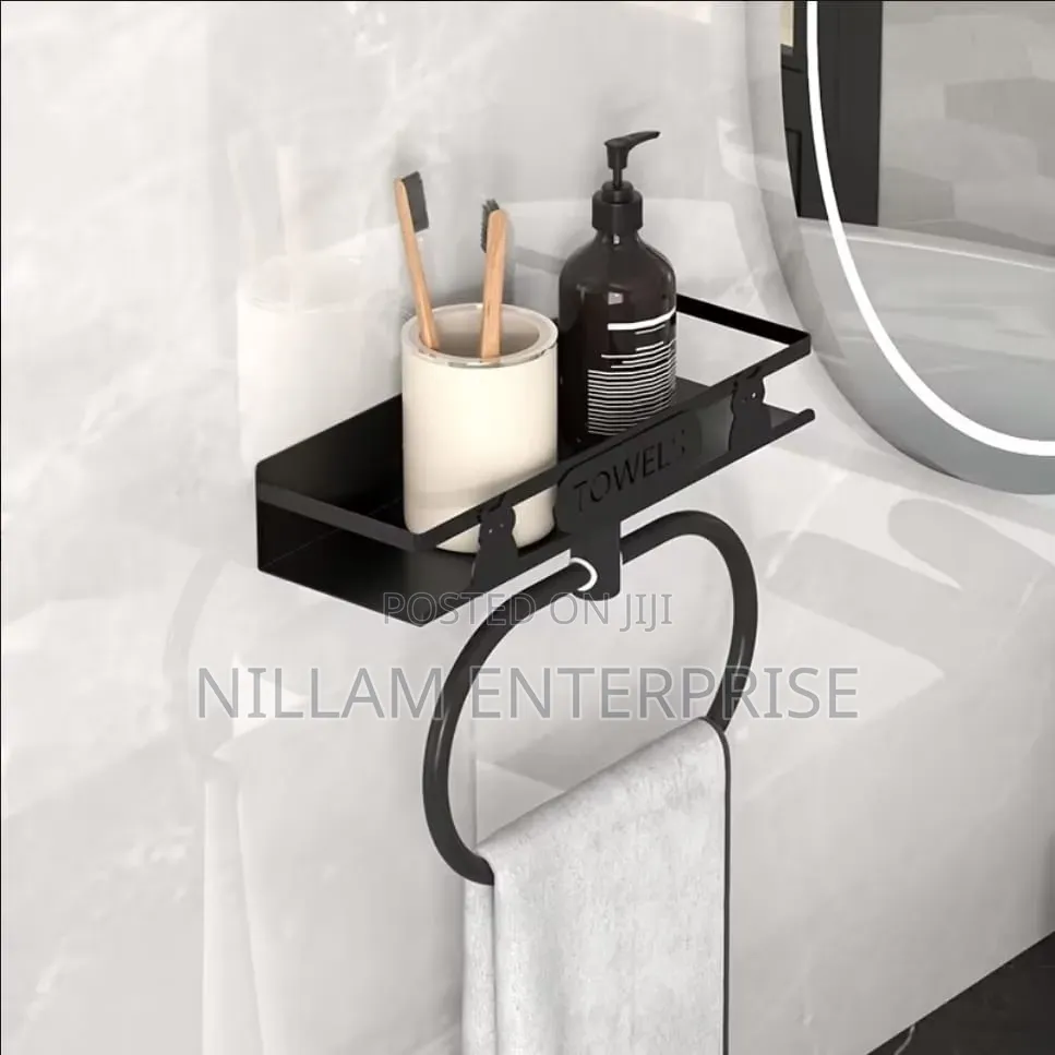 Bathroom Towel Rack With Storage Shelf