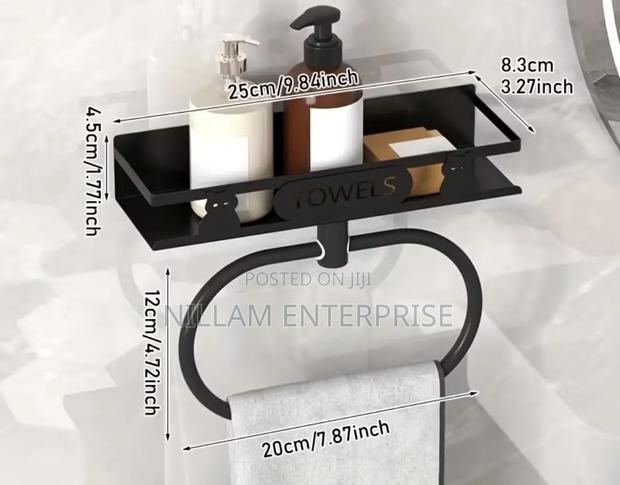 Bathroom Towel Rack With Storage Shelf - thumbnail 2