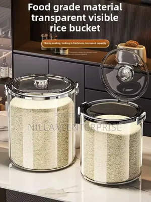 Acrylic Airtight Transparent Rice Bucket With Flip-top Lid