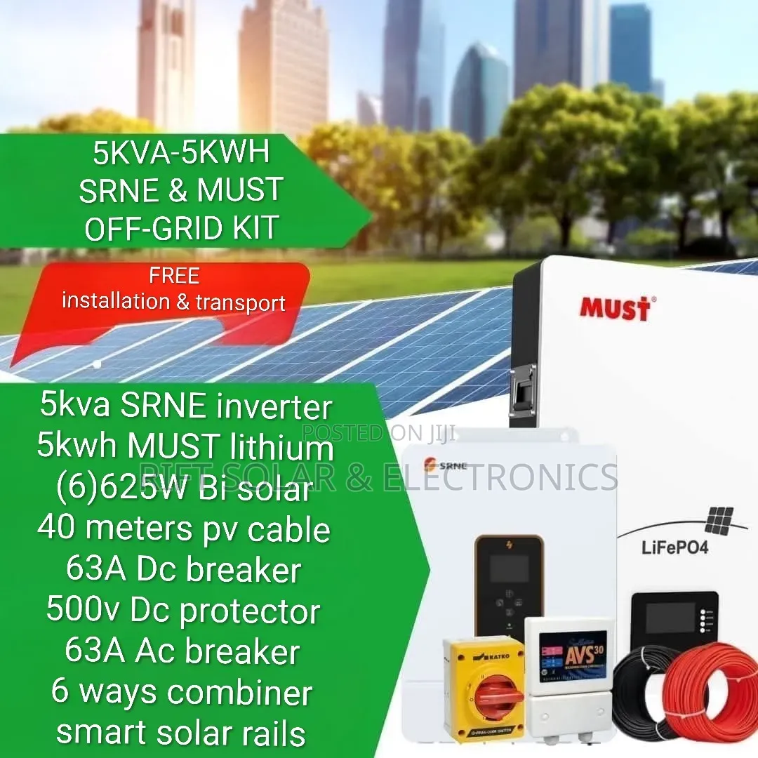 5kva - 5.12kwh Lithium - (6)625w Solar Free Installation Transport