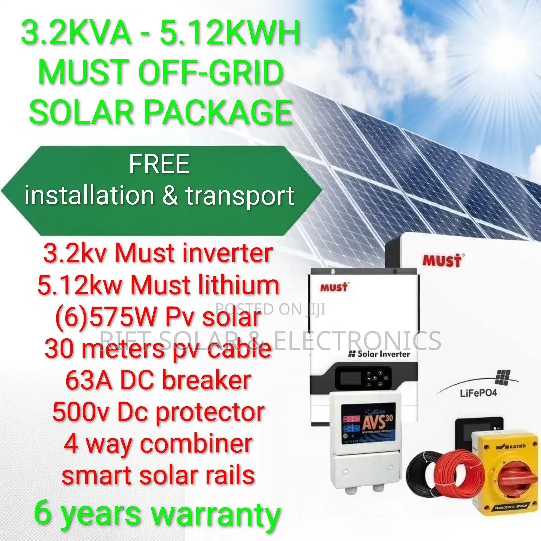 3.2kv - 5.12kwh Lithium -(6)575w Solar - Free Installation Transport