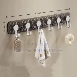 Strong Wall-Mounted Hook Rack (6 Hooks)