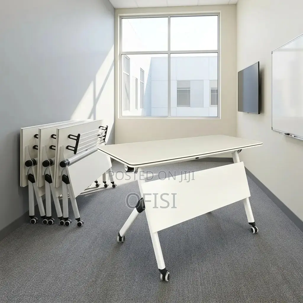 Foldable Table; 1.2m Movable Foldable Conference Table With Wheels