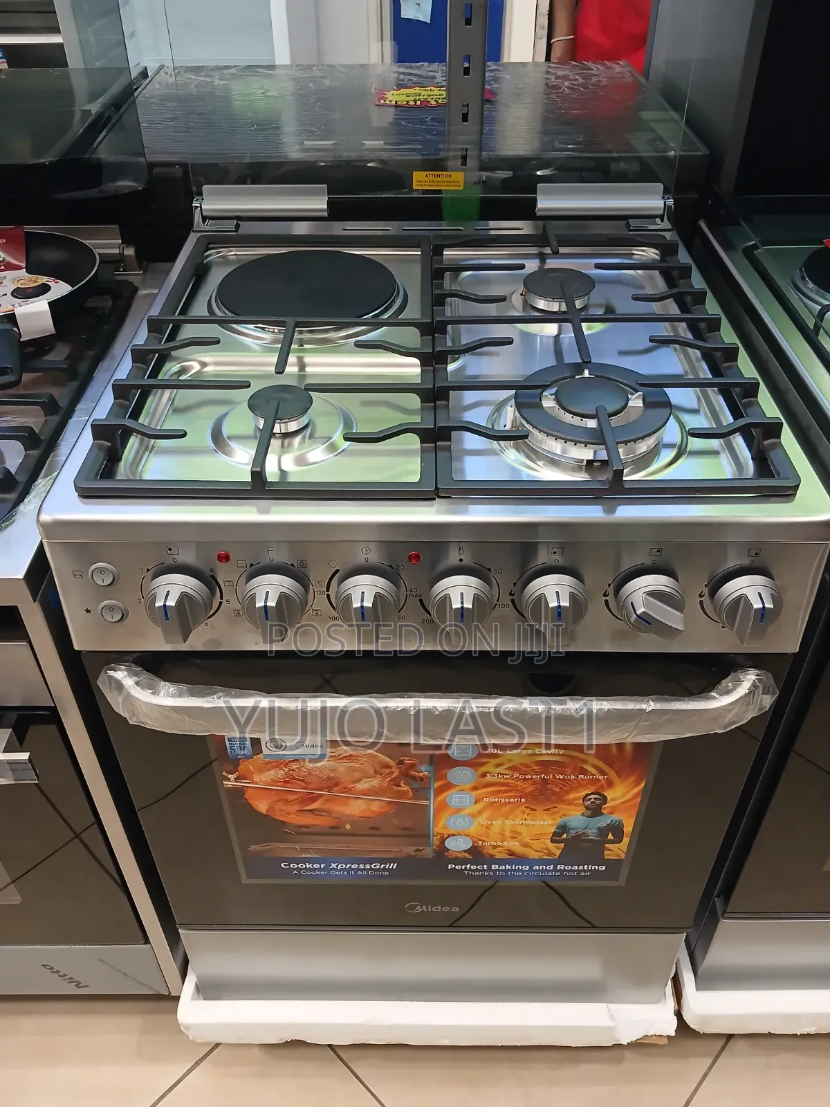Midea Cooker With 3 Gas + 1 Electric Burners 60*60 Stainless Steel