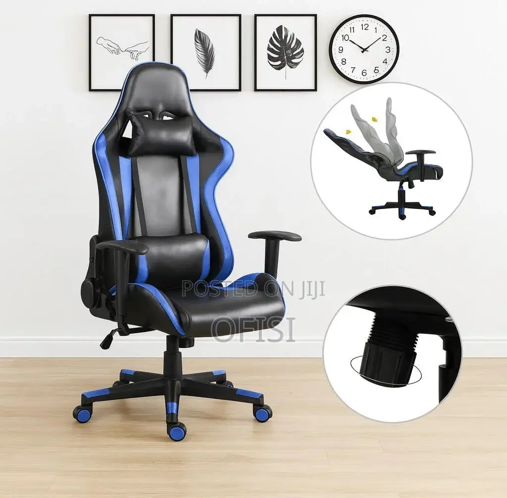 Gaming Chair; Blue Black Ergonomic Gaming Chair
