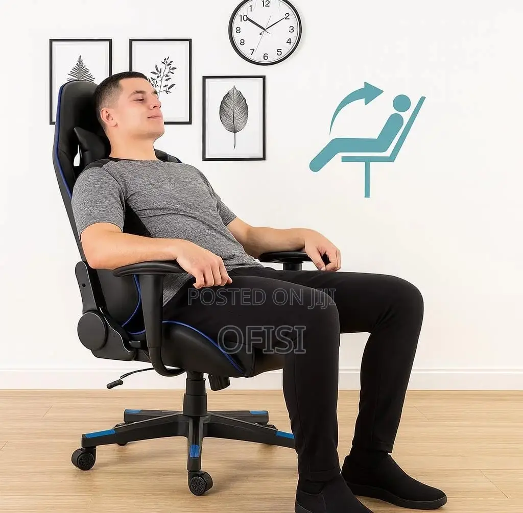 Gaming Chair; Blue Black Ergonomic Gaming Chair