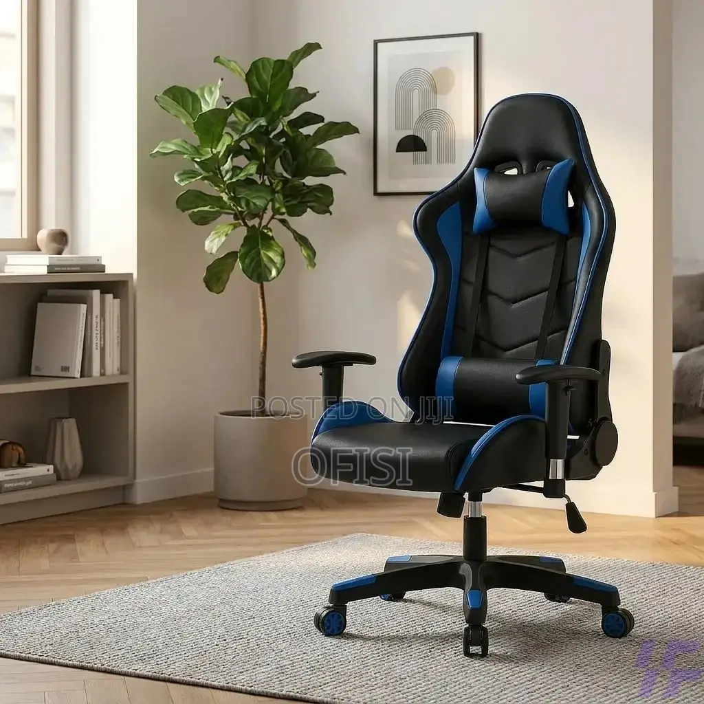 Gaming Chair; Blue Black Ergonomic Gaming Chair