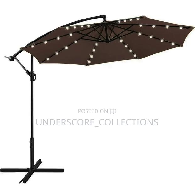 10ft Solar Offset Umbrella With Led Lights for Evening Illumination. - thumbnail 2