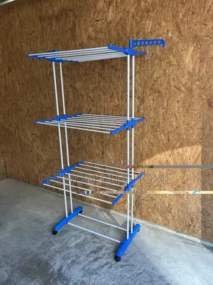 Rolling Drying Rack 3 Tier Adjustable Metal Bars