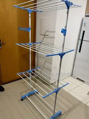 Rolling Drying Rack 3 Tier Adjustable Metal Bars