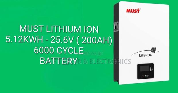 Must 5.12kwh - 26.5v (200ah) Lithium Ion Battery 6000 Cycle