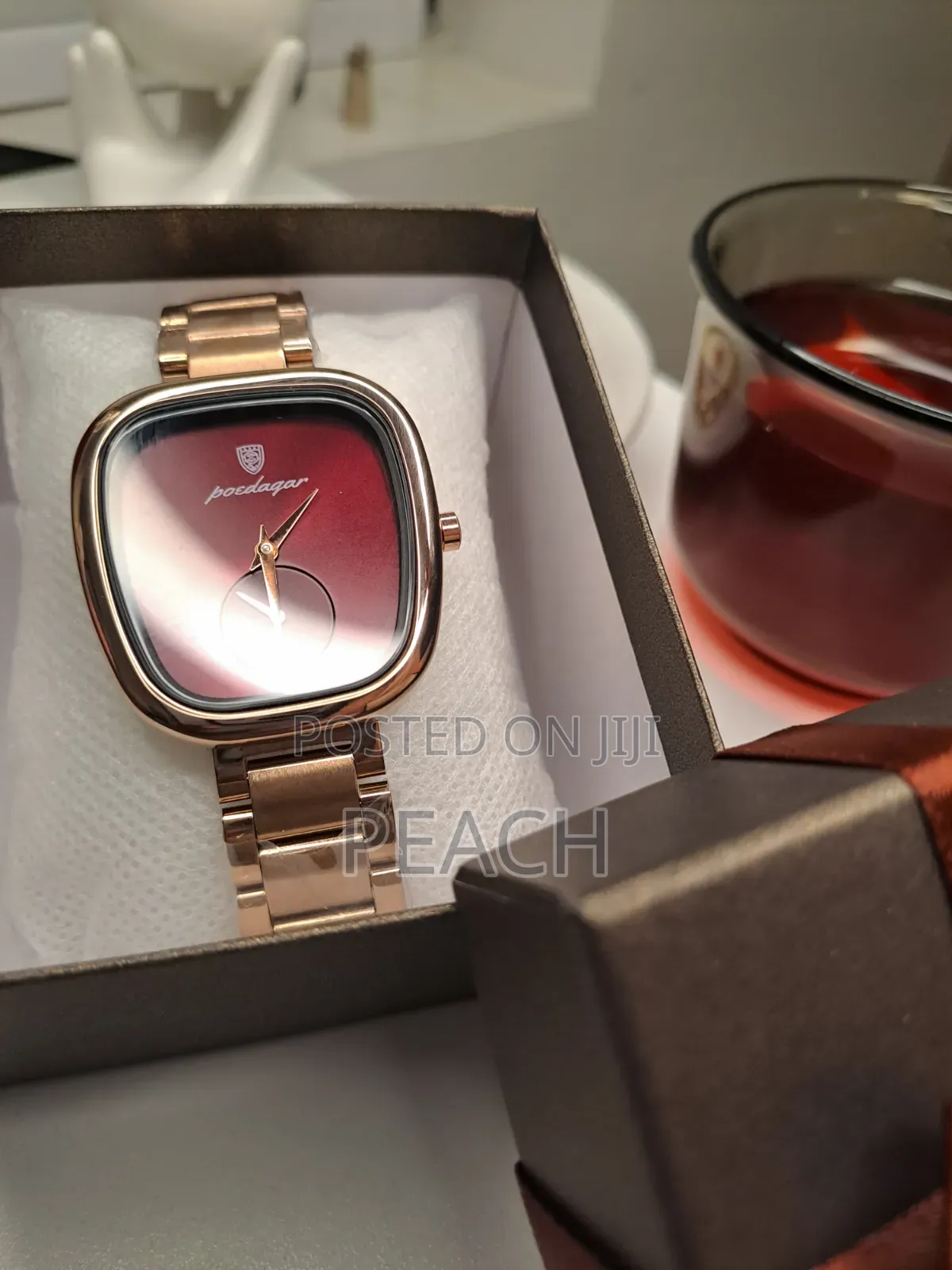 Brand New Poedagar Elegant Rose Gold Watch• Cushion Case With Sub-Dial