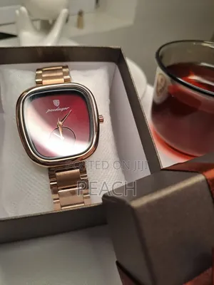 Brand New Poedagar Elegant Rose Gold Watch• Cushion Case With Sub-Dial