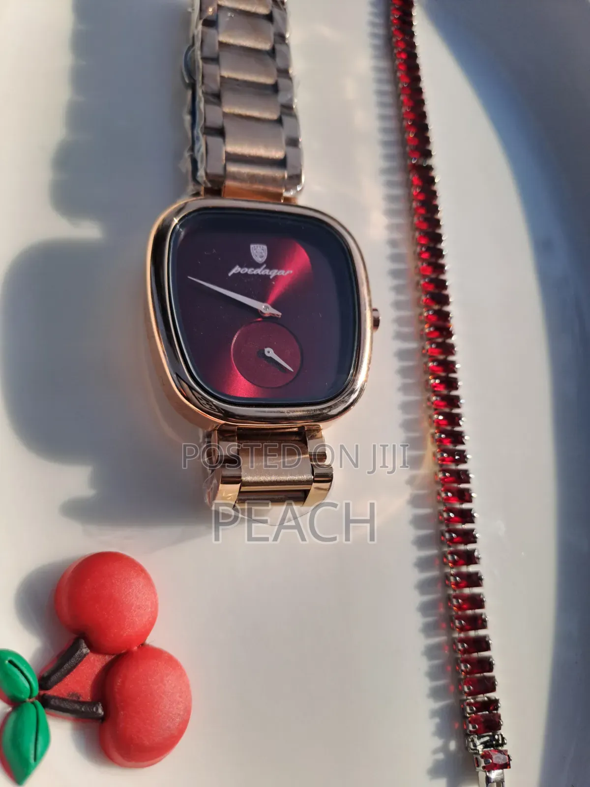 Brand New Poedagar Elegant Rose Gold Watch• Cushion Case With Sub-Dial