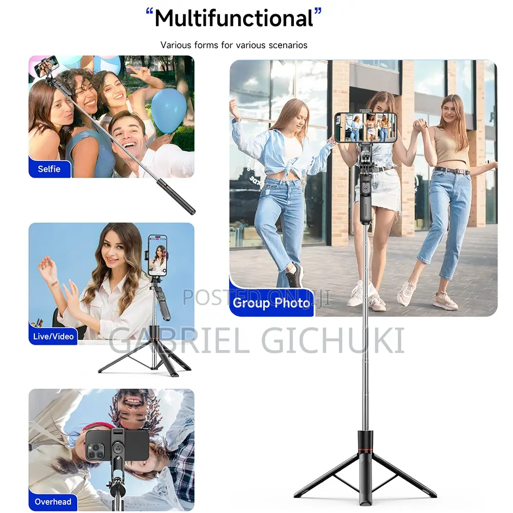 1.75m Selfie Tripod Foldable Stand Phone Camera Stand Holder Bluetooth