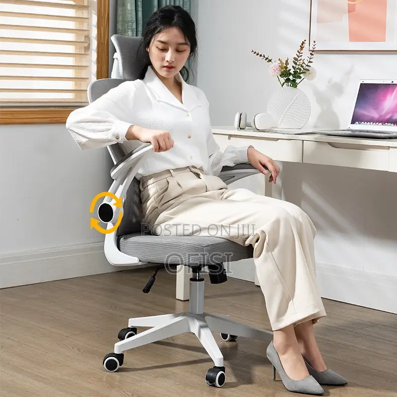 Office Chair; White Ergonomic Office Seat