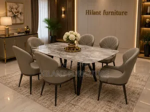 Elegant Six-Seater Marble Top Dining Table