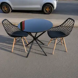 Black Glass Bistro Dining Table Set