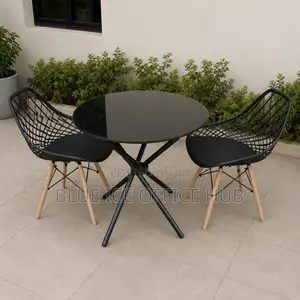 Black Glass Bistro Dining Table Set