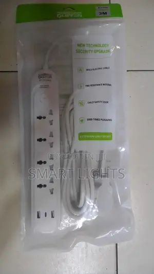 Caston 3m Extension Cable - 4 Universal Sockets + 2 USB Ports