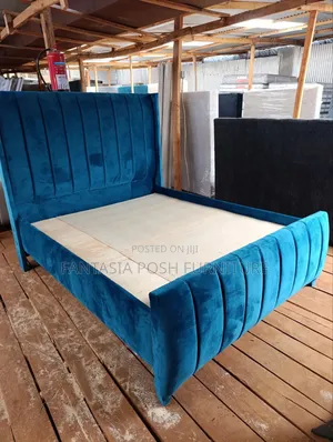 Blue Velvet Bed Frame 5 by 6