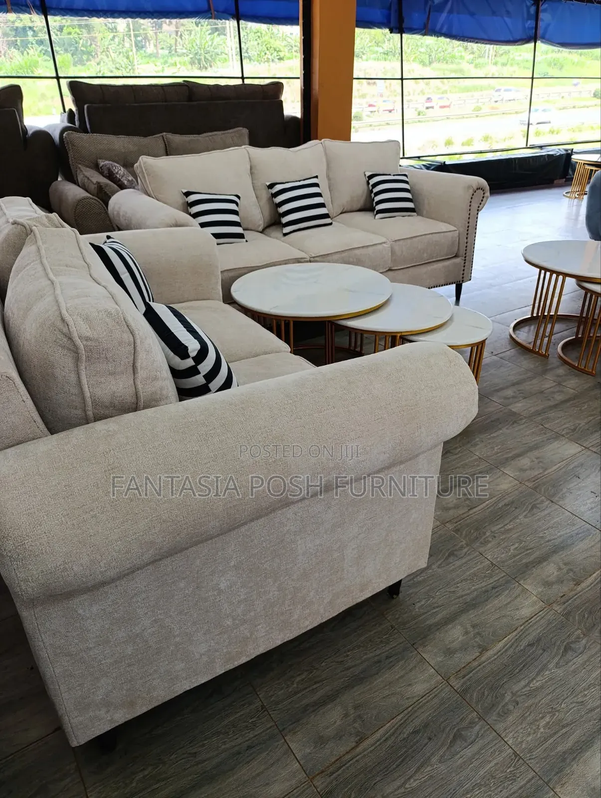 Cream Sofa Set of 3-Seater and 2-Seater